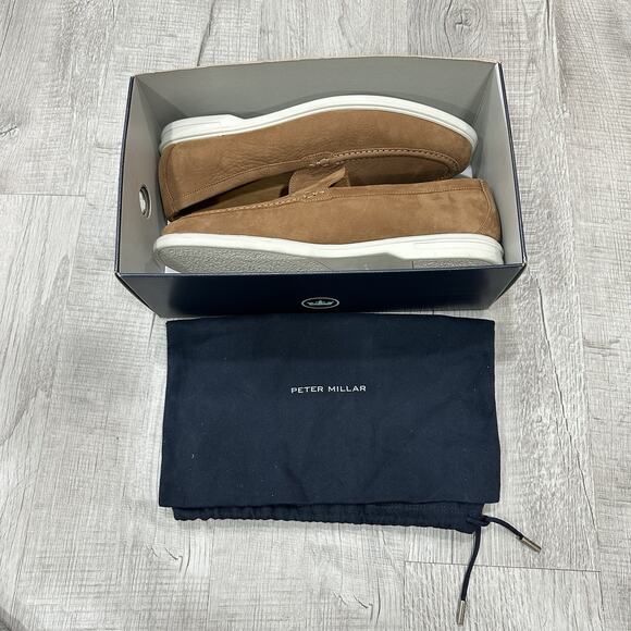 Peter Millar Excursionist Loafers Men\'s Size 12 Nubuck Whiskey MS25XF05 $275 main image 9